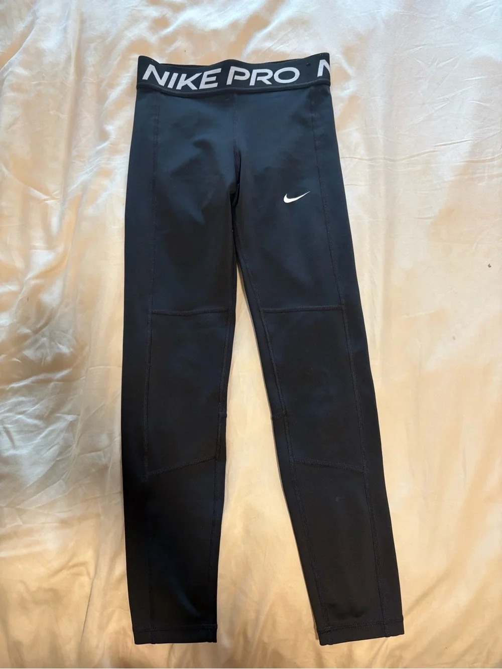 Nike Black Girls' Pro Compression Leggings with White Swoosh